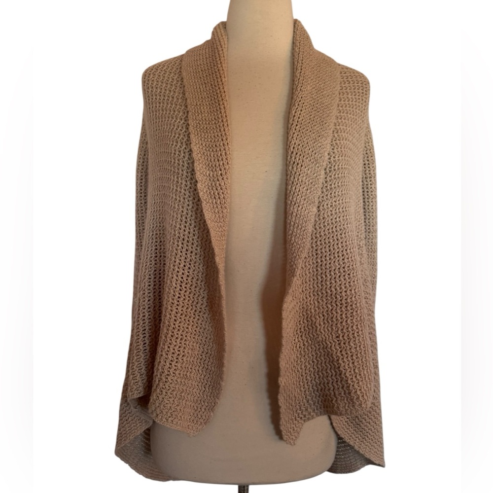 Women CAbi Teachers Pet Lightweight Linen Open Front Draped Knit Cardigan Size L - Picture 3 of 16